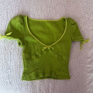 I.AM.GIA Lime Green Ribbed Crop Top